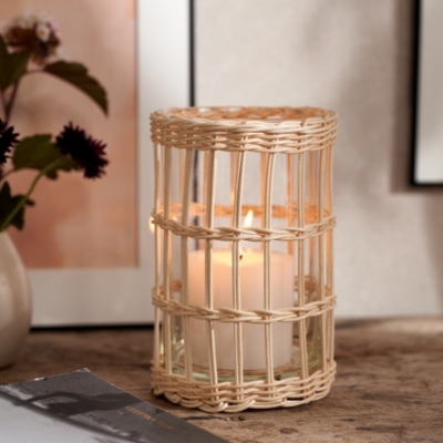 Ruskin Rattan Hurricane Candle Holder