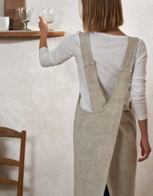 Rustic Linen Cross Back Apron