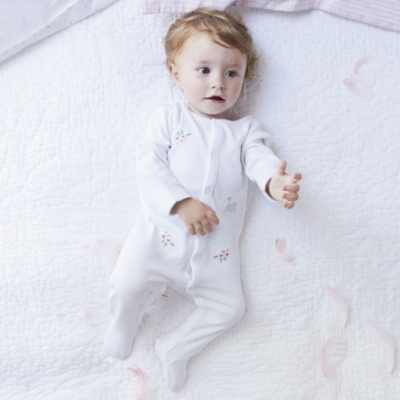 Swan Lake Embroidered Sleepsuit | Newborn | The White Company US