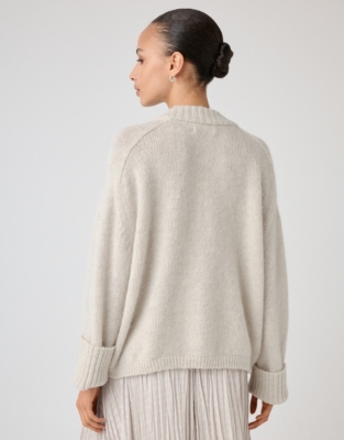 Saddle Shoulder Crew Neck Jumper with Alpaca