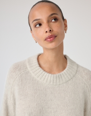 Saddle Shoulder Crew Neck Jumper with Alpaca