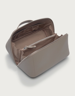 Saffiano Leather Fold Out Make Up Case - Hot Chocolate