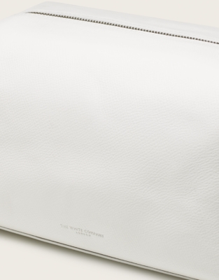 Saffiano Leather Large Wash Bag - Porcelain