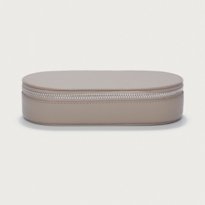 Saffiano Leather Oval Travel Jewellery Case
