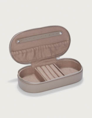 Saffiano Leather Oval Travel Jewellery Case