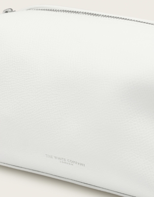 Saffiano Leather Small Wash Bag - Porcelain