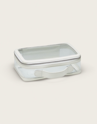 Saffiano Leather-Trimmed Inflight Clear Cosmetic Case