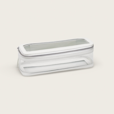 Saffiano Leather-Trimmed Mini Inflight Clear Cosmetic Case