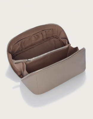 Saffiano Mini Fold Out Make-Up Case - Hot Chocolate
