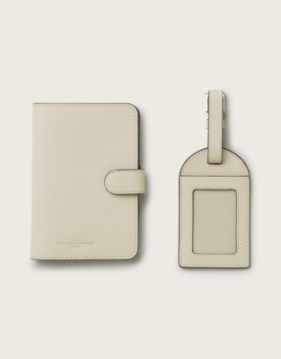 Saffiano Passport-Cover & Luggage-Tag Travel Gift Set