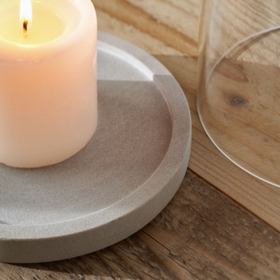 Sandstone Glass Hurricane Candle Holder – Large