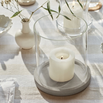 Sandstone Glass Hurricane Candle Holder – Large