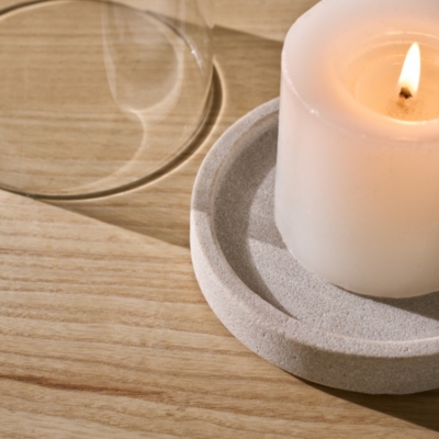 Sandstone Glass Hurricane Candle Holder – Medium