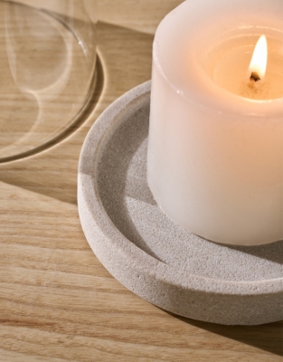 Sandstone Glass Hurricane Candle Holder – Medium