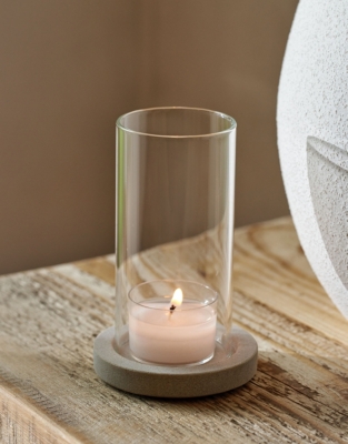Sandstone Glass Hurricane Tealight Holder – Small