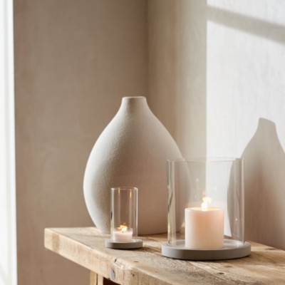 Sandstone Glass Hurricane Tealight Holder – Small