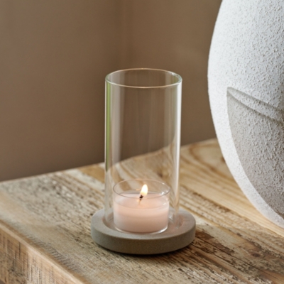 Sandstone Glass Hurricane Tealight Holder – Small