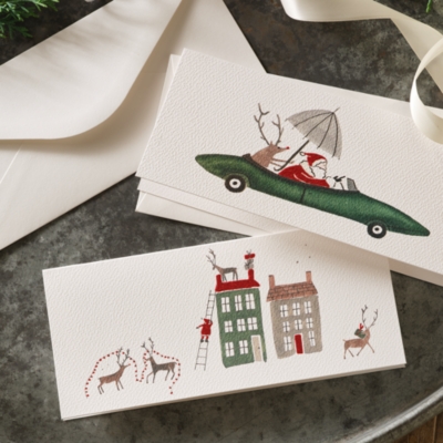 Santa and Reindeer Charity Christmas Card – Set of 12
