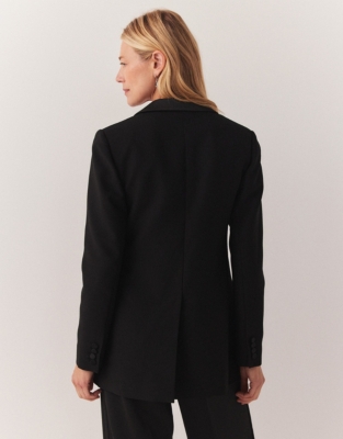 Satin Back Crepe Tailored Tuxedo Jacket - Black