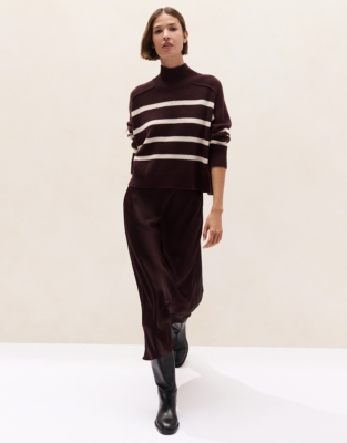 Satin Bias Cut Skirt - Oxblood