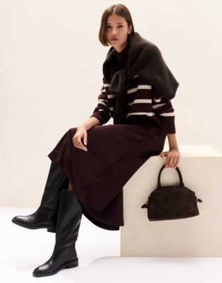 Satin Bias Cut Skirt - Oxblood