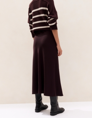 Satin Bias Cut Skirt - Oxblood