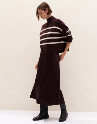Satin Bias Cut Skirt - Oxblood