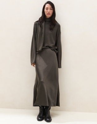 Satin Bias Cut Skirt - Eucalyptus