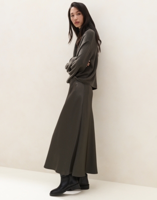 Satin Bias Cut Skirt - Eucalyptus