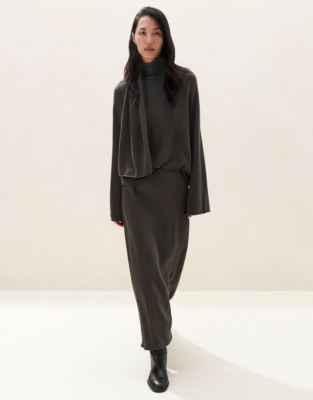 Satin Bias Cut Skirt - Eucalyptus