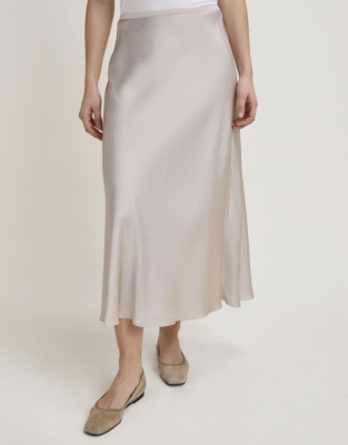 Satin Bias Midi Skirt