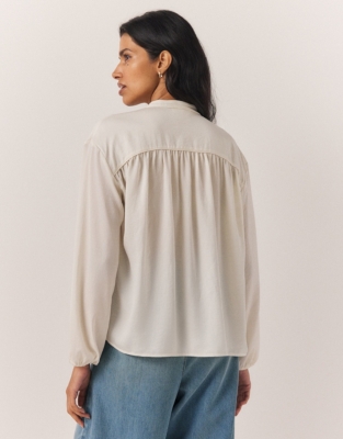 Satin Blouse with Piping Detail Tops & Blouses The White Company US