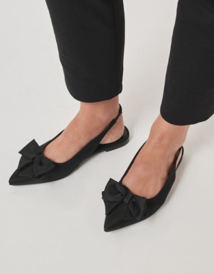 Satin Bow Front Slingback Shoes