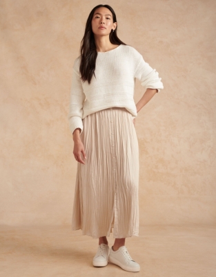 Button pleated cheap skirt