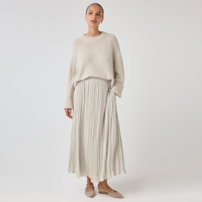 Satin Crinkle Midi Skirt