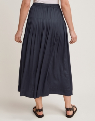 Satin Crinkle Pleated Skirt