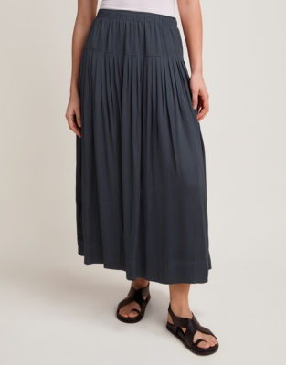 Satin Crinkle Pleated Skirt