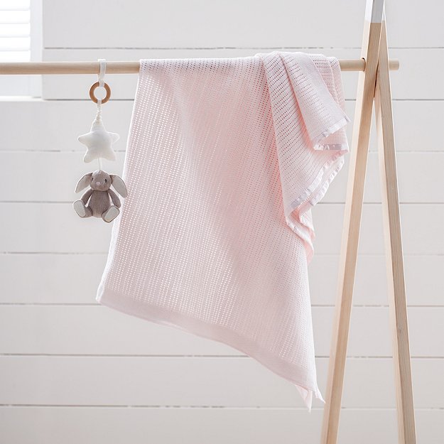 Satin Edged Cellular Baby Blanket | Baby Blankets | The White Company