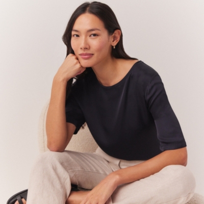 Satin Front Jersey T-Shirt 