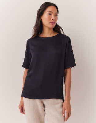 Satin Front Jersey T-Shirt 