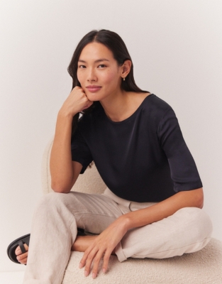 Satin Front Jersey T-Shirt 
