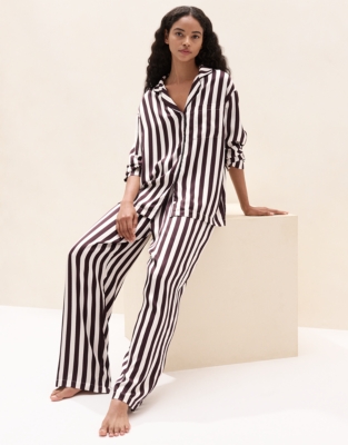 Satin Stripe Relaxed Pyjama Set