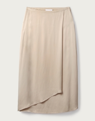 White company satin wrap sale skirt