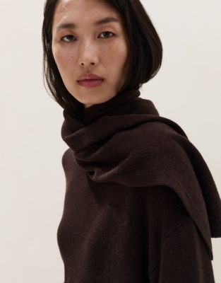 Scarf Jumper with Cashmere - Dark Chocolate