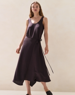 Scoop Neck Wrap Dress