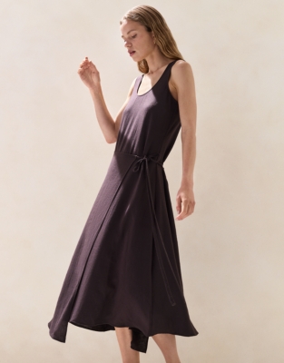 Scoop Neck Wrap Dress