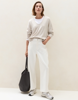 Scoop V Neck Hoodie with Cashmere