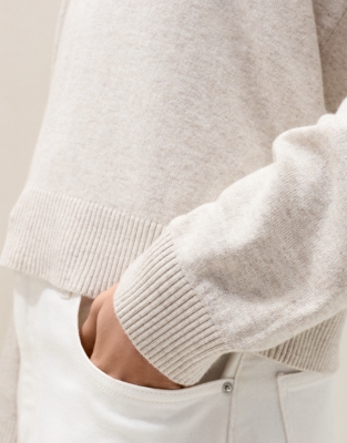 Scoop V Neck Hoodie with Cashmere