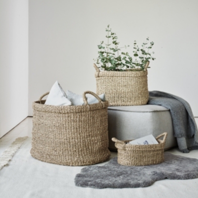 Seagrass Oval Basket Large Laundry & Storage The White Company UK