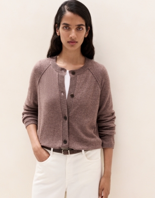 Seam-Detail Cardigan with Cashmere